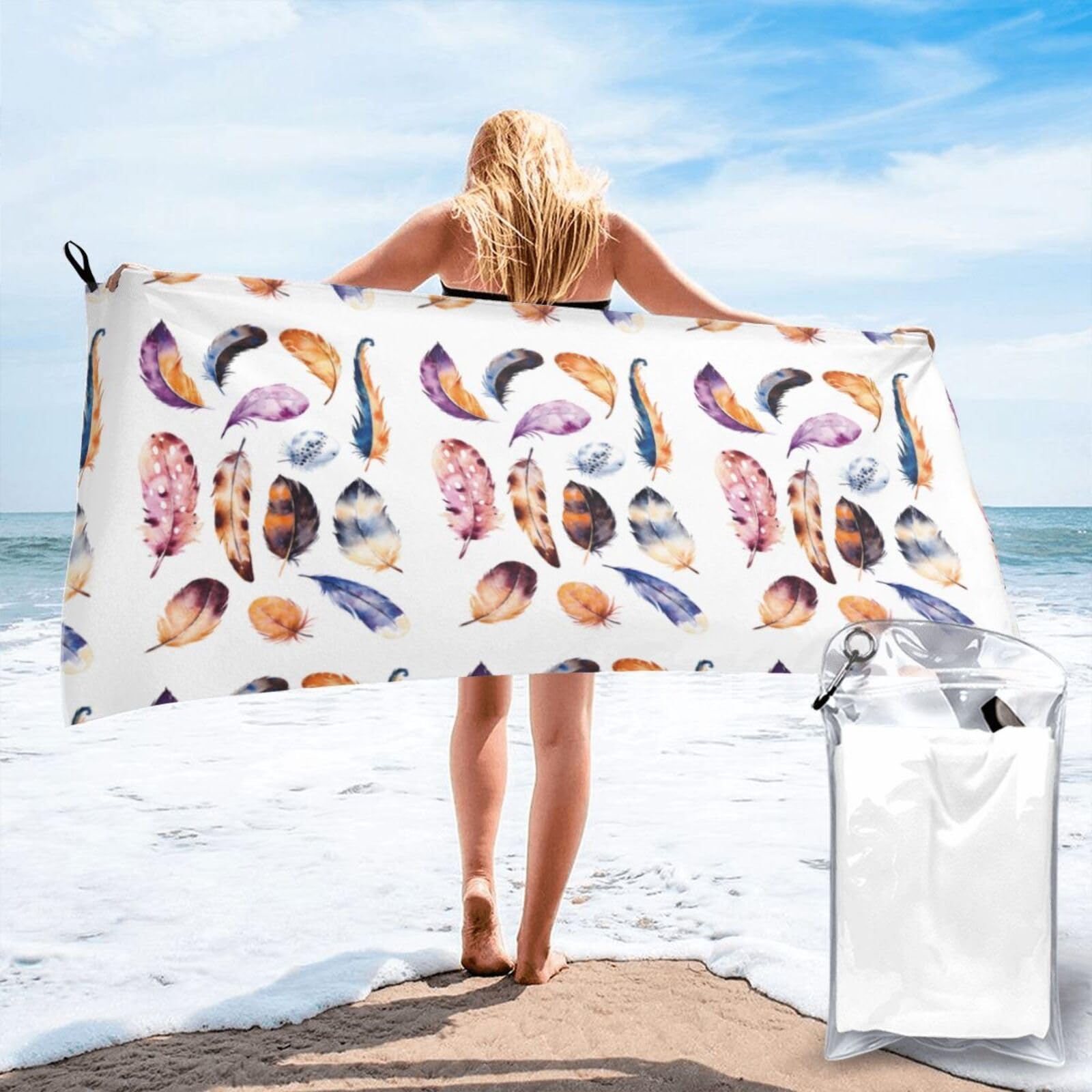 WYCZHY Colorful Print Print Beach Towel Soft Quick Dry For Spa Pool Gym Vacation Travelers Women Men Adults Sauna Gift