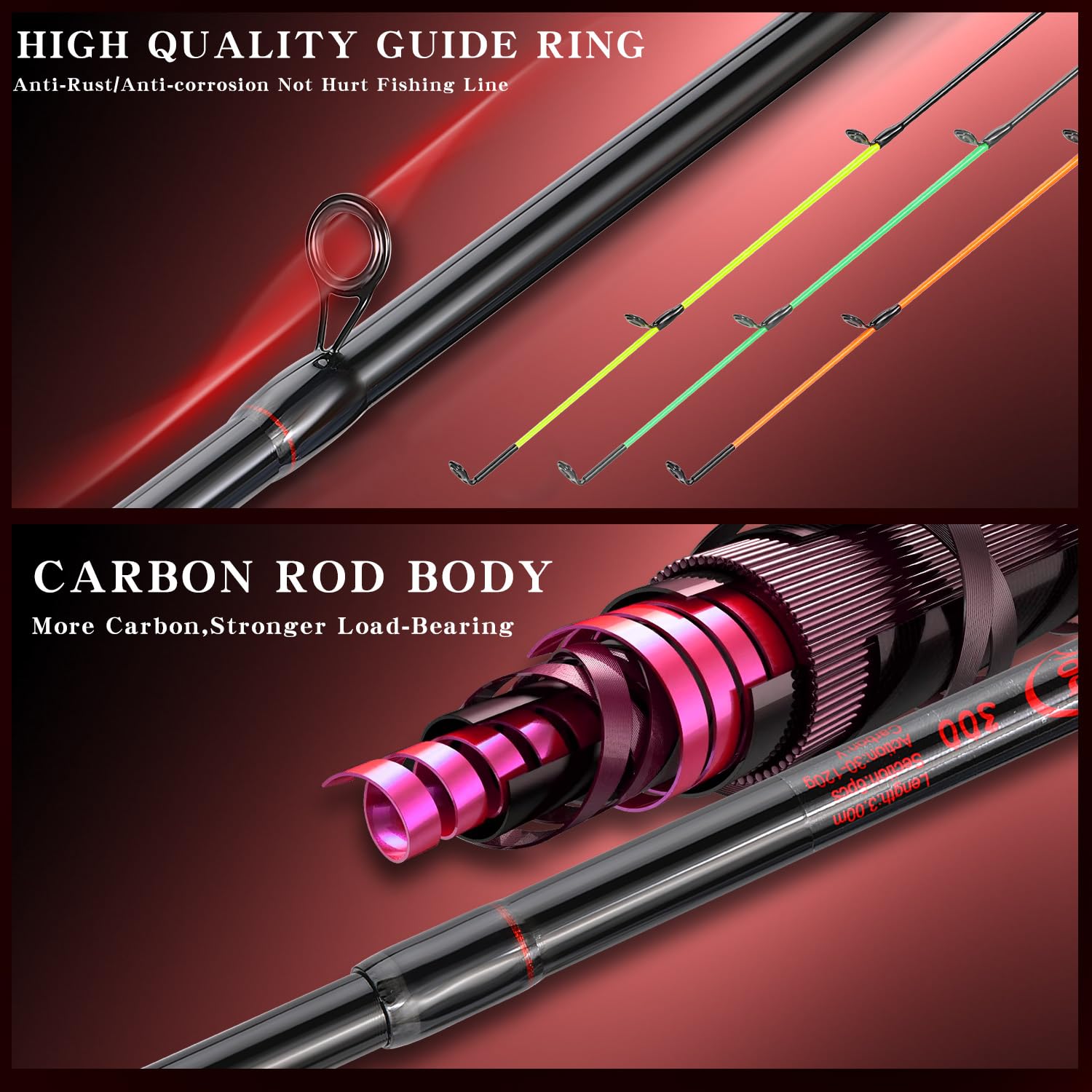 Canna Da Pesca Sougayilang Feeder | 3 Punte In Carbonio | Portatile E Resistente | Per Pesca A Fondo - Foto 10