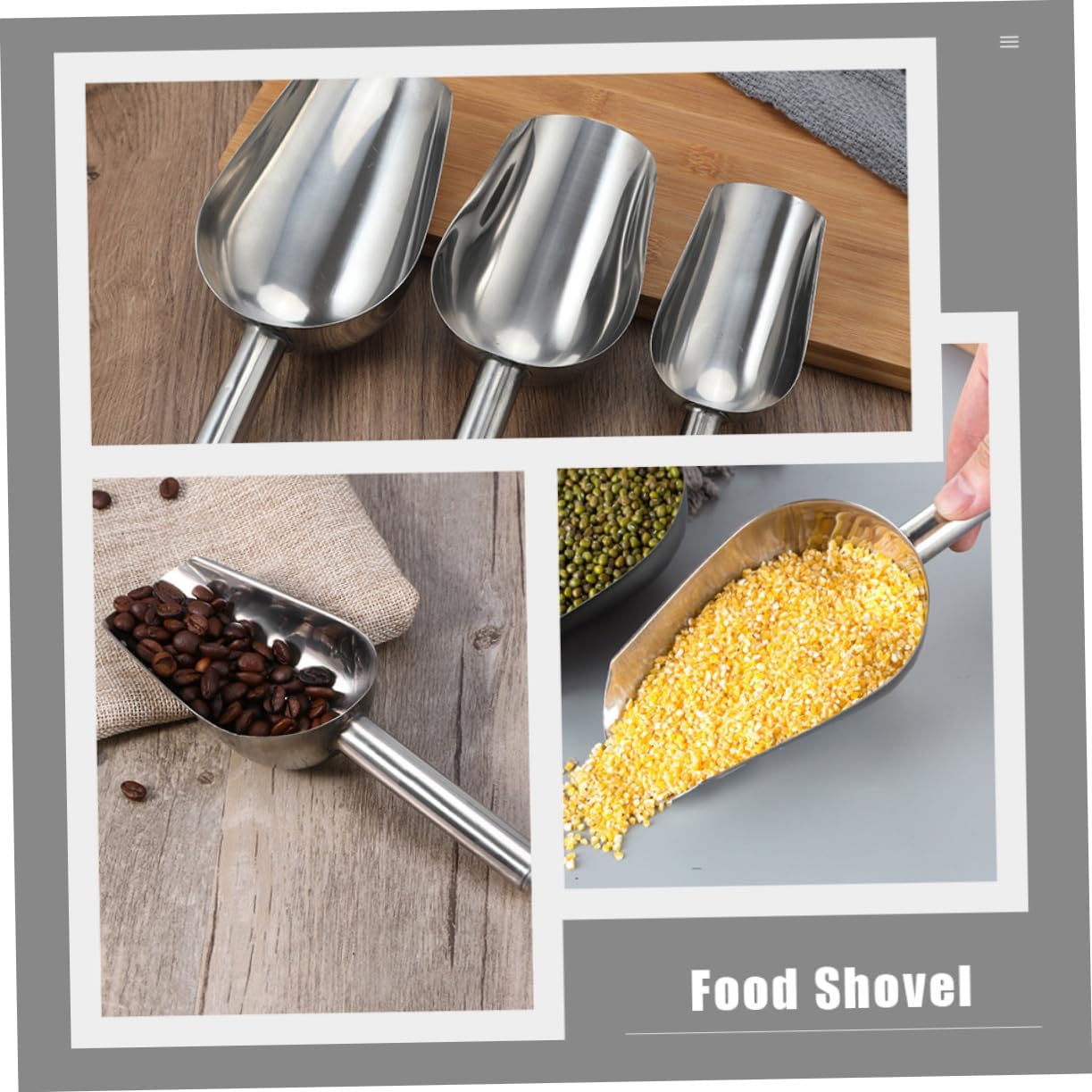 5pcs Multi-functional Stainless Steel Food Scoops Shovels for Ice Flour Rice Pet Easy to and Comfortable Grip