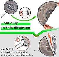 Vista 3 de Pantalla plegable con mango para sartén de 10, 11, 12 y 13 pulgadas, protector de aceite plegable doble, silicona sin BPA, agarre resistente al