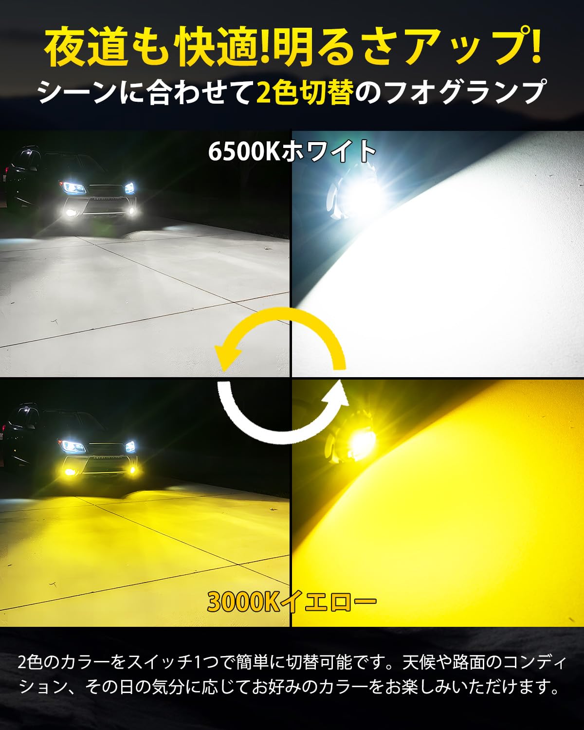 Amazon | AUXITO L1B LED フォグランプ 新型 純正交換 2色切り替えled