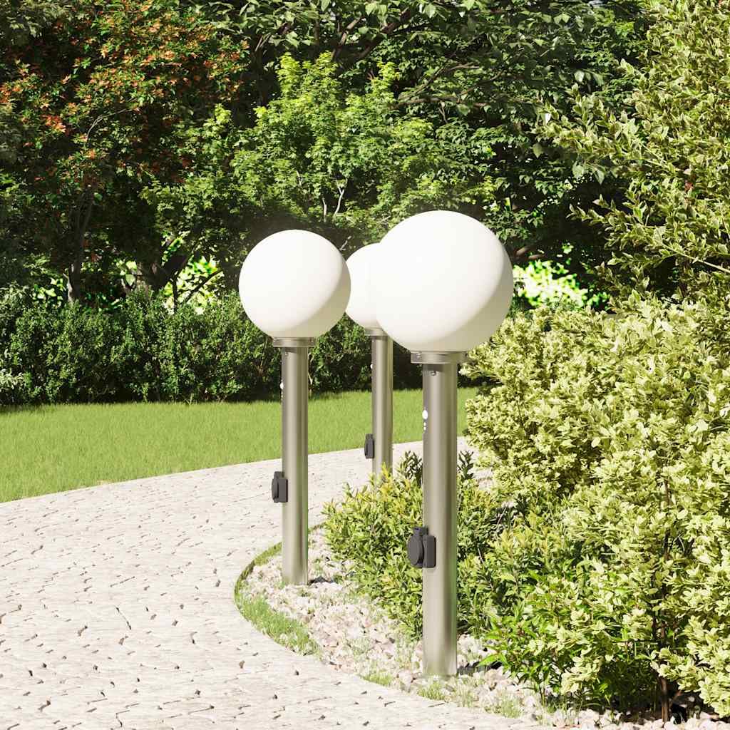Lampadari in acciaio inox, 3 pezzi, 80 cm, con sensore di movimento PIR e presa IP44, per giardino, terrazza, illuminazione esterna, moderna e resistente alle intemperie