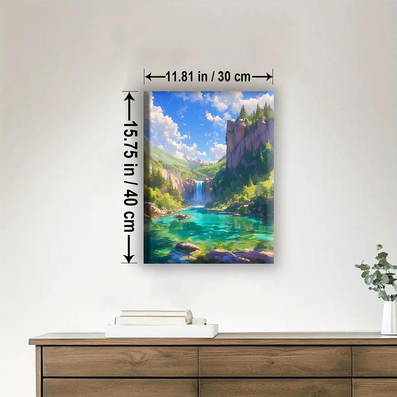 HUINORYA Hanging Lake Colorado Framed Canvas DIY Paint by Numbers Kit Bar Cafe Cave Home Room Wall Bathroom Porch Patio Decor Gift, 16 x 12 Inch