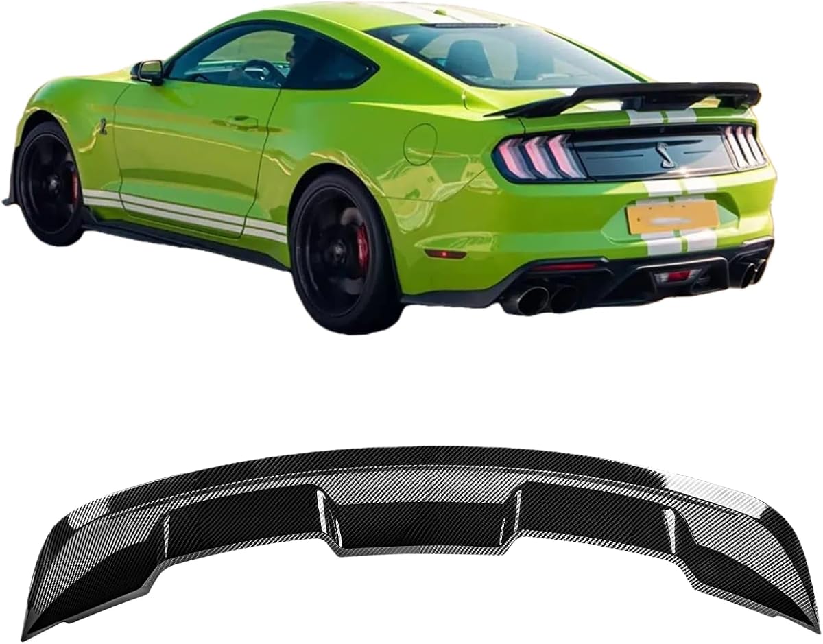 Alerón trasero para maletero compatible con modelos Mustang V6/V8/Shelby/GT/EcoBoost de 2 puertas Coupe 2015-2024, alerón de coche estilo GT500 GT350 para Mustang Decklid Lip Wing de fibra de carbono