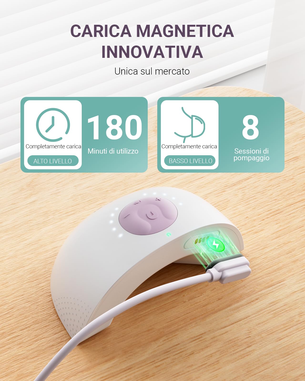 comfyer Tiralatte Elettrico Indossabile Portatile, Leggero Tira Latte Neonati Elettrico, enza BPA, Funzione Memori, 9 Livelli e 3 Modalità,Impacco termico, ricarica magnetica, controllo APP