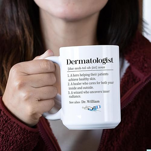 Miniatura 6 de Taza de café con nombre personalizado con definición de dermatólogo, regalo para hombres, mujeres, médicos de la piel, definición de dermatólogo