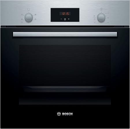 Bosch Home & Kitchen Appliances Bosch Serie 2 PUG61RAA5B Induction hob, 60 cm, Black & Serie 2 HHF113BR0B Stainless Steel Single Electric Oven with A Energy Efficiency, 66 Litre Capacity [Energy Class A]