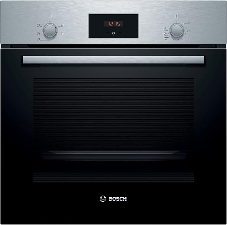 Bosch Home & Kitchen Appliances Bosch Serie 2 PUG61RAA5B Induction hob, 60 cm, Black & Serie 2 HHF113BR0B Stainless Steel Single Electric Oven with A Energy Efficiency, 66 Litre Capacity [Energy Class A]