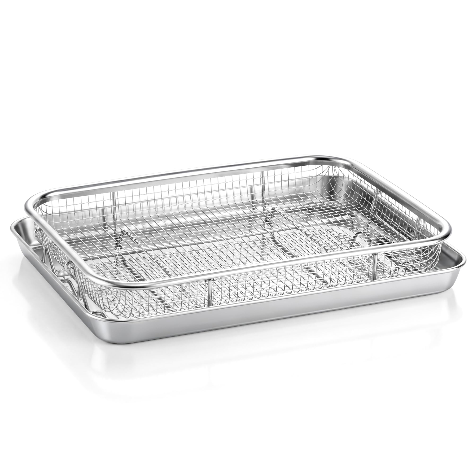 Herogo Stainless Steel Large Rectangle Baking Tray & Basket Set for Oven