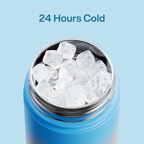 Miniatura 754 de ENCOOL Botella de agua aislada con popote, de acero inoxidable, a prueba de fugas, sin BPA, al vacío de doble pared que se mantiene fría durante 24