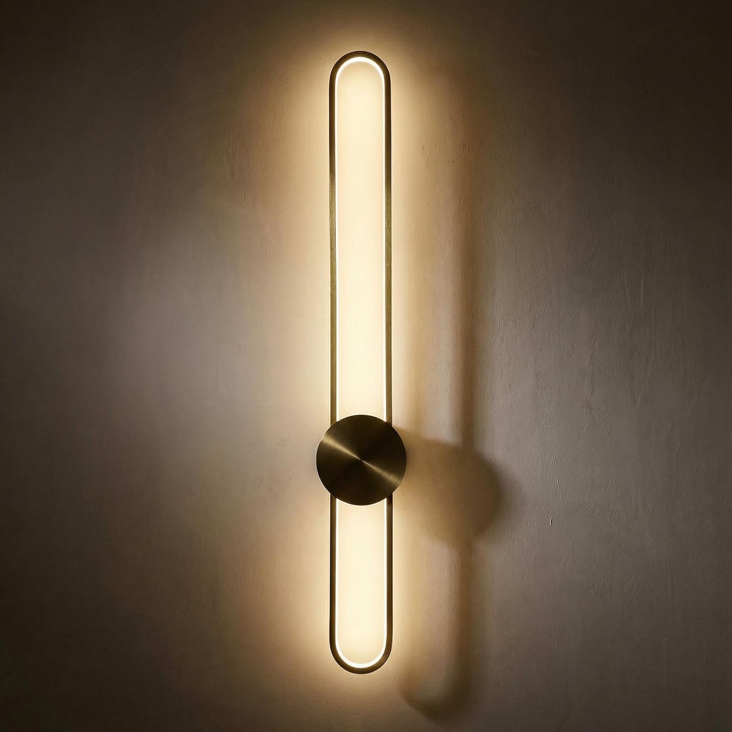 Modern Wall Sconce Dimmable 3000K/4000K/6000K LED Wall Light Fixture, Hardwired Wall Lamp for Living Room, Dining Room, Bedroom, Hallway, Lobby, Entryway (Brushed Gold, 35.4inch/H90cm)