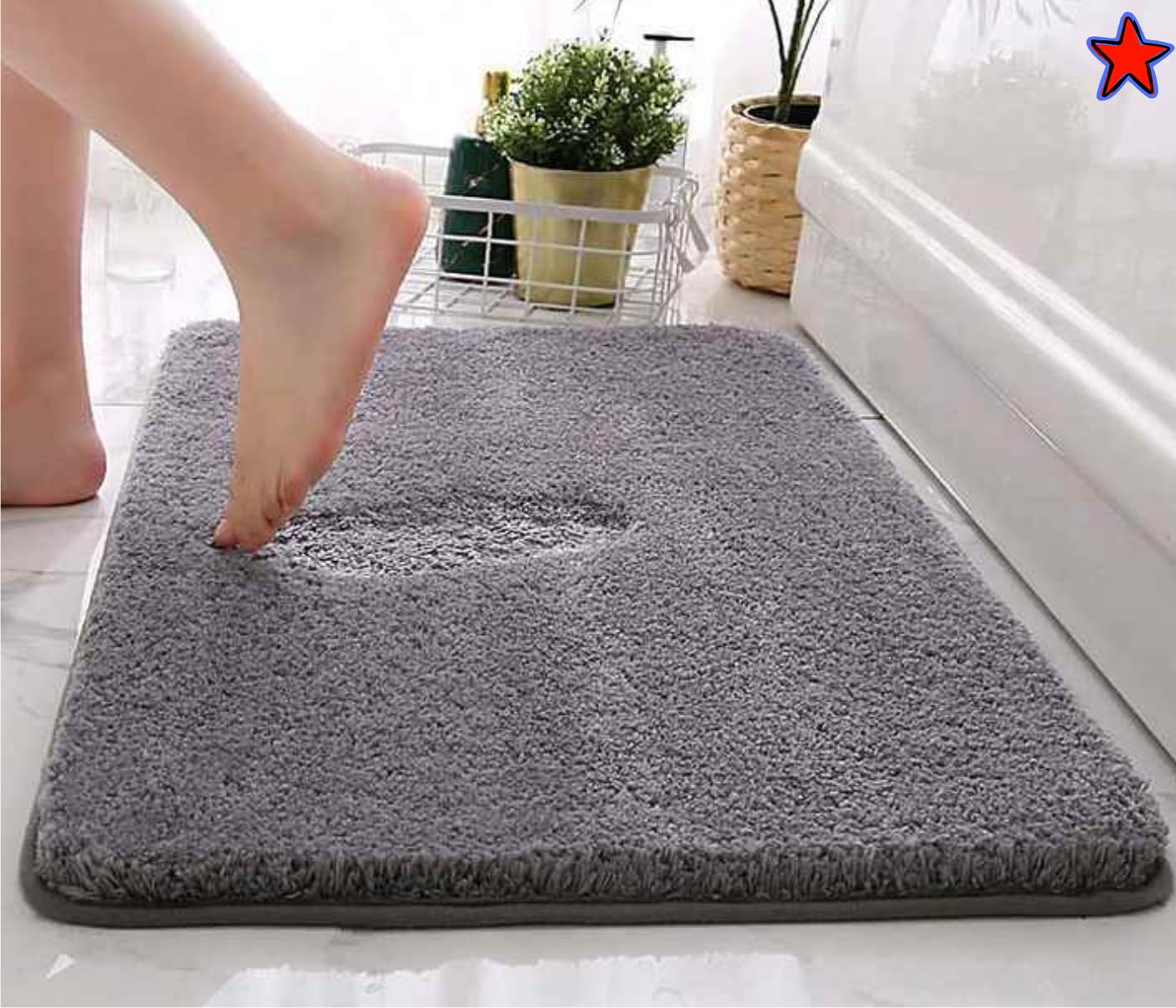 How Nice Home Doormat 2500 GSM Microfiber Super Soft Anti Skid Water Absorbent and Machine Washable Luxury Mats for Bathroom, Kitchen, Entrance Mat(40cm x 60cm, Pack of 1) (Bathroom Mat Grey Matt)-image-41