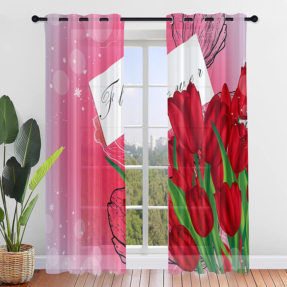 Hiseng Voile Vorhänge mit Ösen, Gardinen Halbtransparent 2er Set, Vorhang Gardinenschals Ösenschal Gardinen Wohnzimmer Moderner