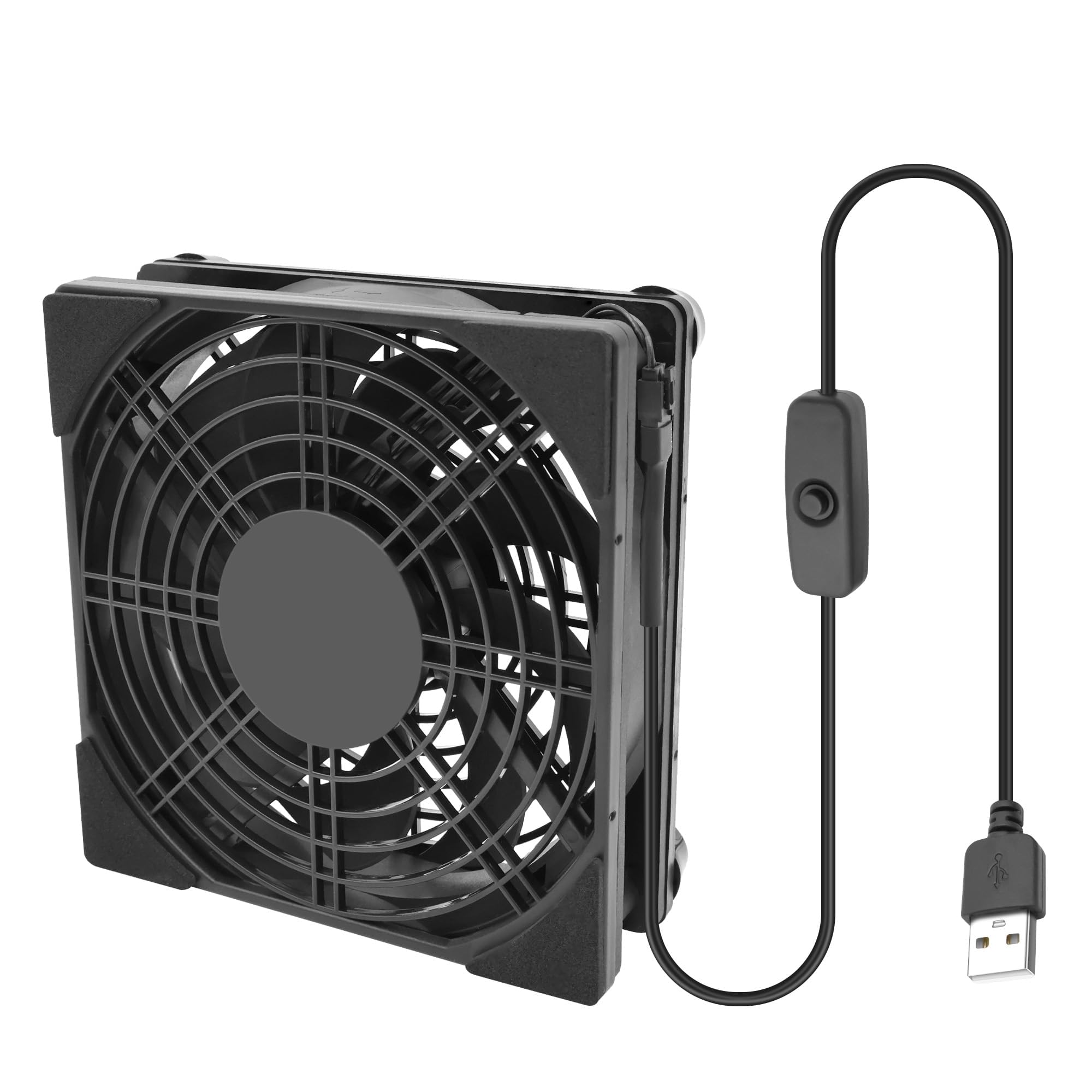 XMSJSIY Ventilador de refrigeración con alimentación USB, 1800 rpm, 120 mm, 5 V, con interruptor ON/OFF para router, módem, receptor, DVR, PlayStation, TV Box, 1 unidad