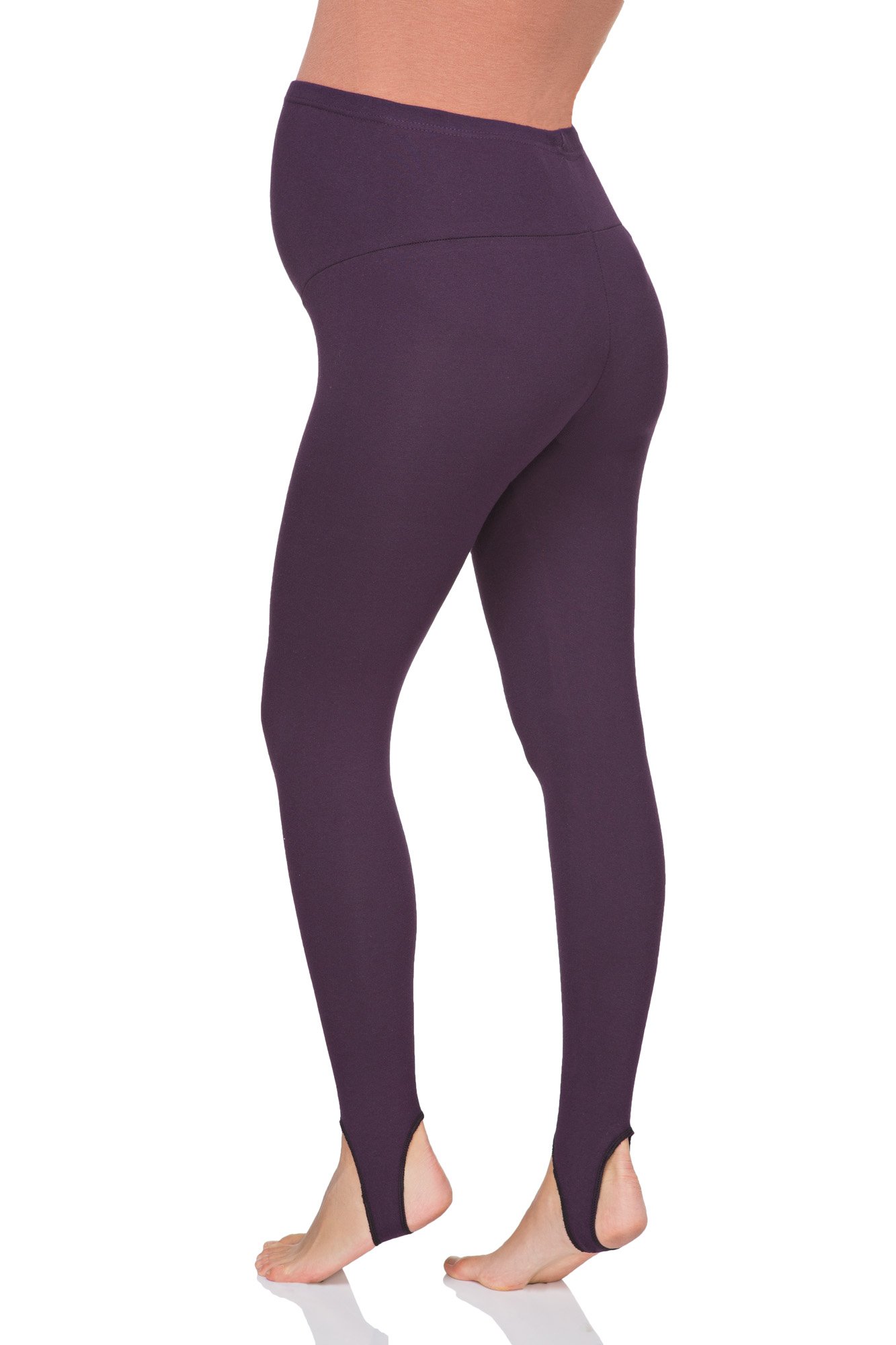 SOFTSAIL Damskie legginsy ciążowe ze strzemionami wsparcie brzucha ciążowe ciepłe grube bawełniane spodnie polar wewnątrz PREGLS