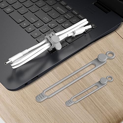 Miniatura 6 de Nearockle Sujetacables Organizador de Cables y Cordones de Silicona para Gestión de Cables, 16 Piezas de 4.2" y 7.1" Organizador de Cables