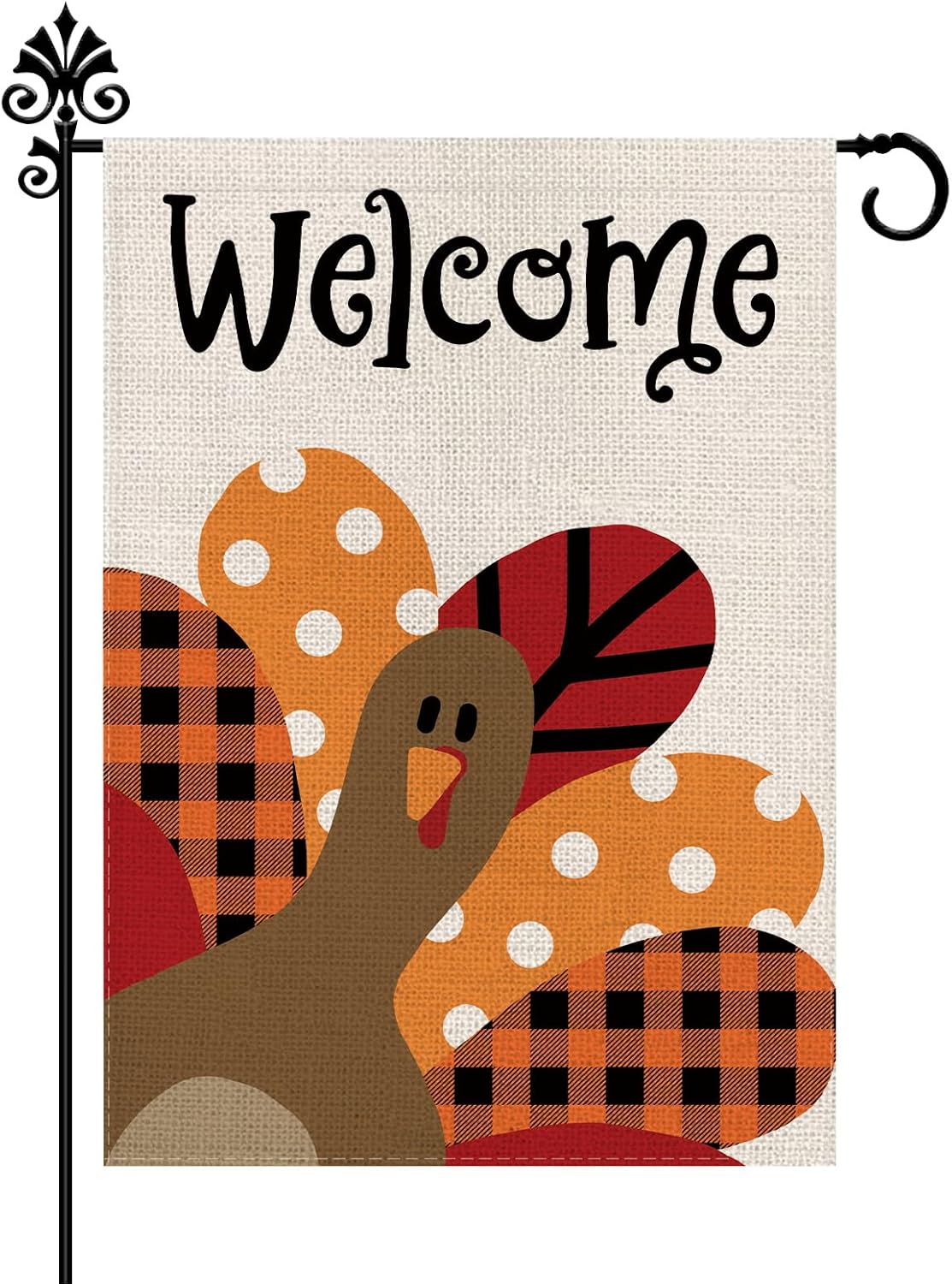 Thanksgiving Garden Flag Fall Turkey Garden Flags for Outside Vertical Double Sided Seasonal Autumn Decorations Rustic Welcome Sign for Yard Lawn Burlap Decor 12.5 x 18 Inch