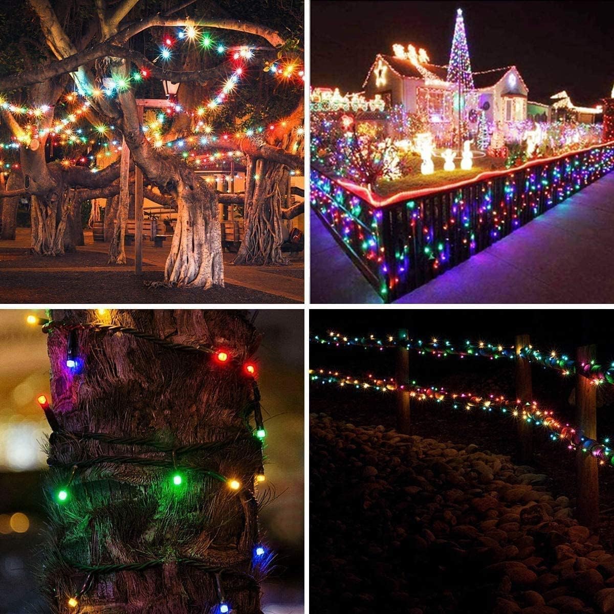 Guirlande lumineuse de Noël d'extérieur 200 LED d'intérieur - 8 modes - De bout en bout - Certifié UL - Guirlande lumineuse étanche - Décoration