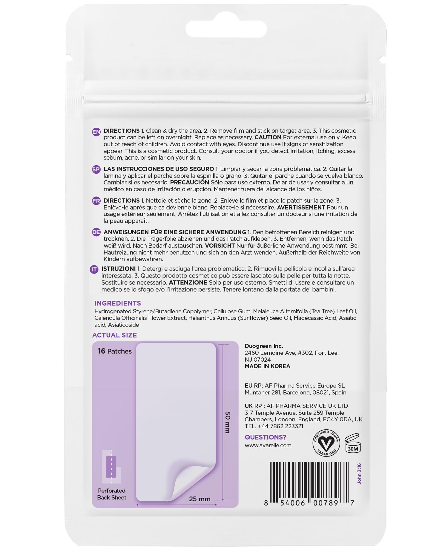 AVARELLE ZITOUT FIT Cerotti idrocolloidi grandi per brufoli (16 PATCH) | | Cerotti vegani per il naso per i pori dell'albero del tè | Cerotti per l'acne sul mento per il viso