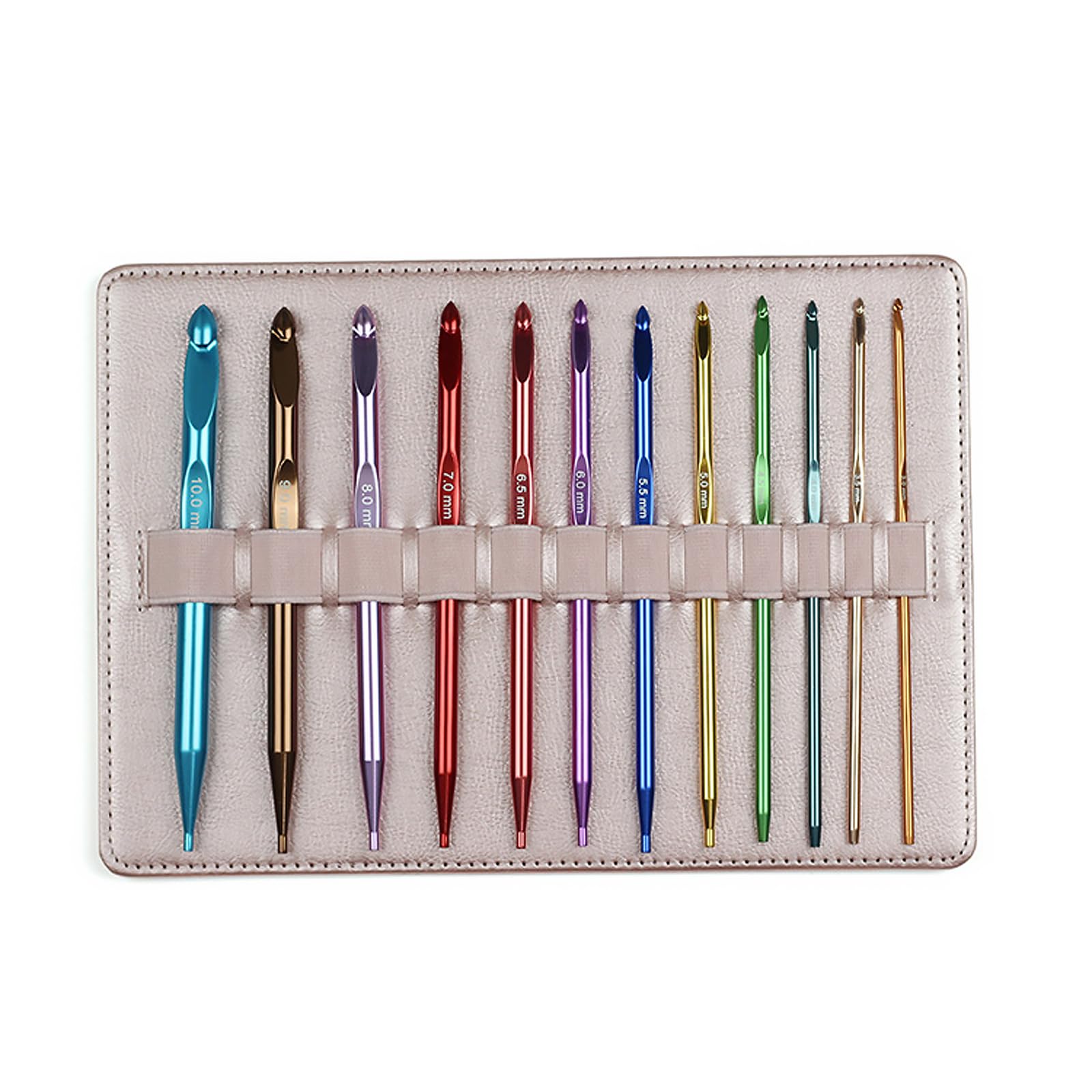 HZBB Aluminum Crochet Needle 12 Piece Crafting Set Ergonomic Handcraft Tool Travel Case Ergonomic Crochet Hook Set