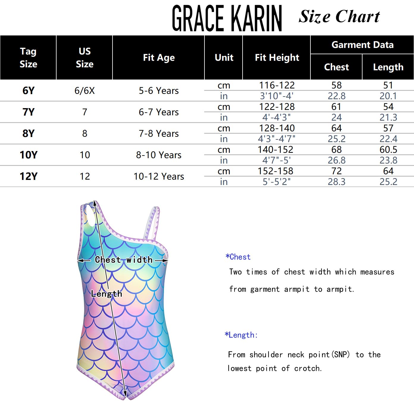 GRACE KARIN Traje de baño de una pieza para niñas, traje de baño con falda de malla para cubrir la playa en la piscina
