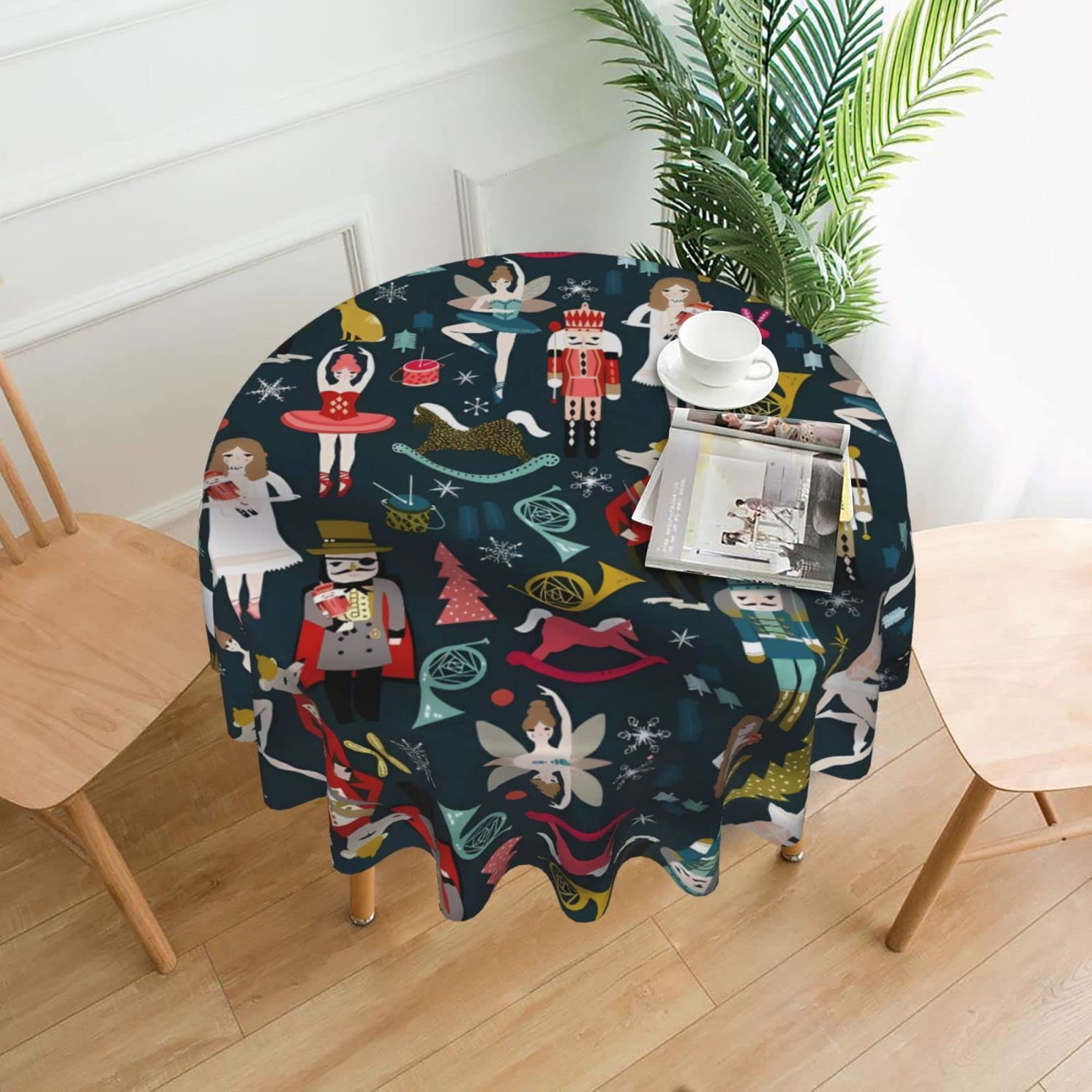 HYTTER Women's Nutcracker Ballet Xmas Dance Prints Tablecloth Round Decorative Tablecloth 60 in : The Material is Soft, Wrinkle-Resistant