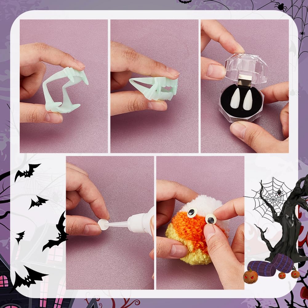 AHANDMAKER 25Pcs Glow in The Dark Vampire Teeth, 2 works Vampire Fangs Cosplay Dentures Halloween - Image 3