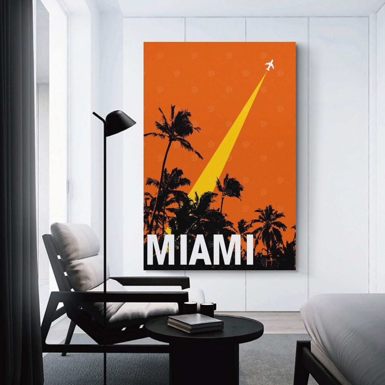 Junmoney Miami Travel (2) Hanging Wall Art 24x36inch(60x90cm), for Feature Walls in Flats Or Modern Rooms, Home Wall Art for Statement Displays