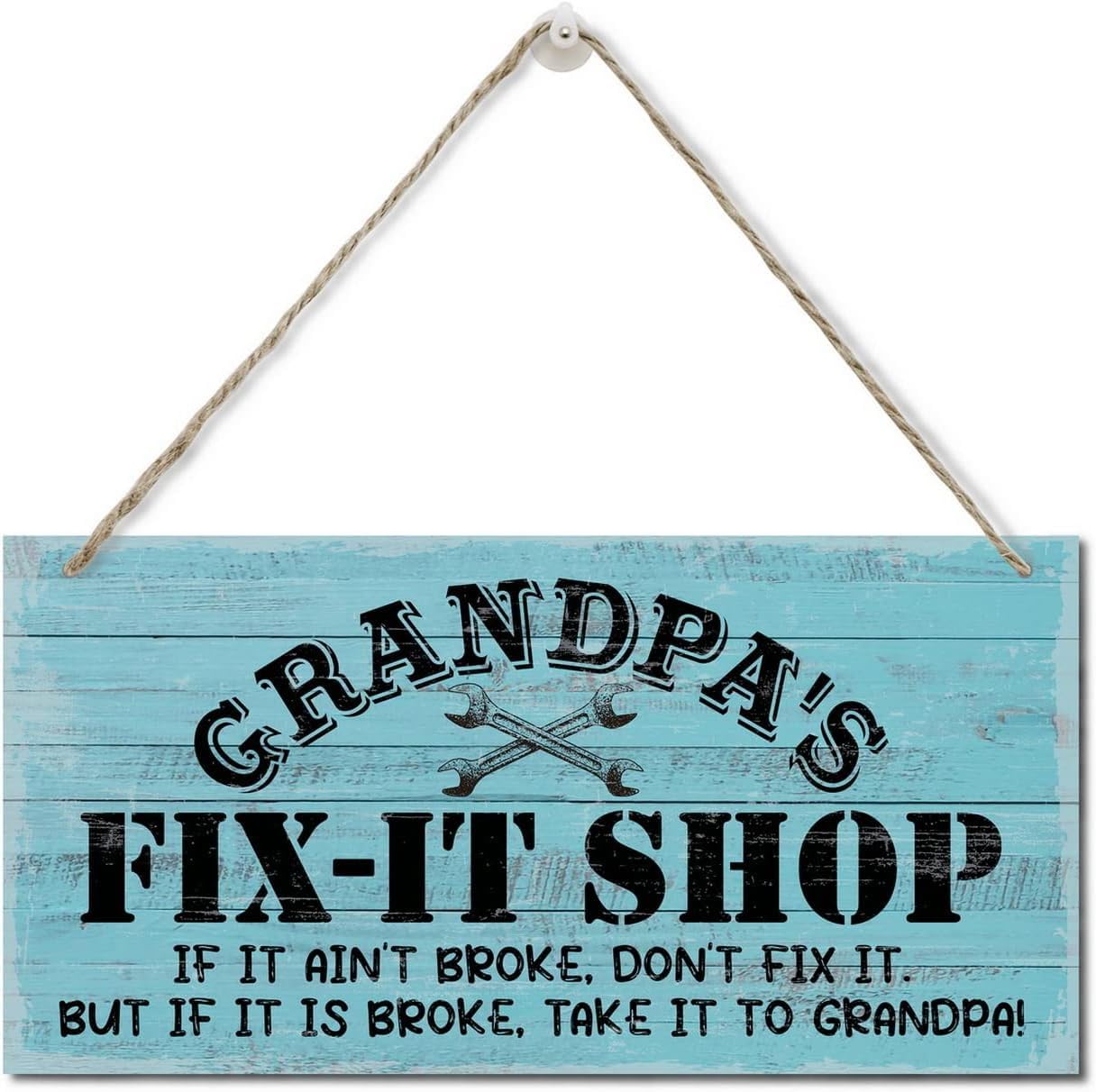 Vintage Wooden Sign Grandpa's Fix-It Shop If It Ain't Broke, Don't Fix It | Home Decor | 12x6 Inch
