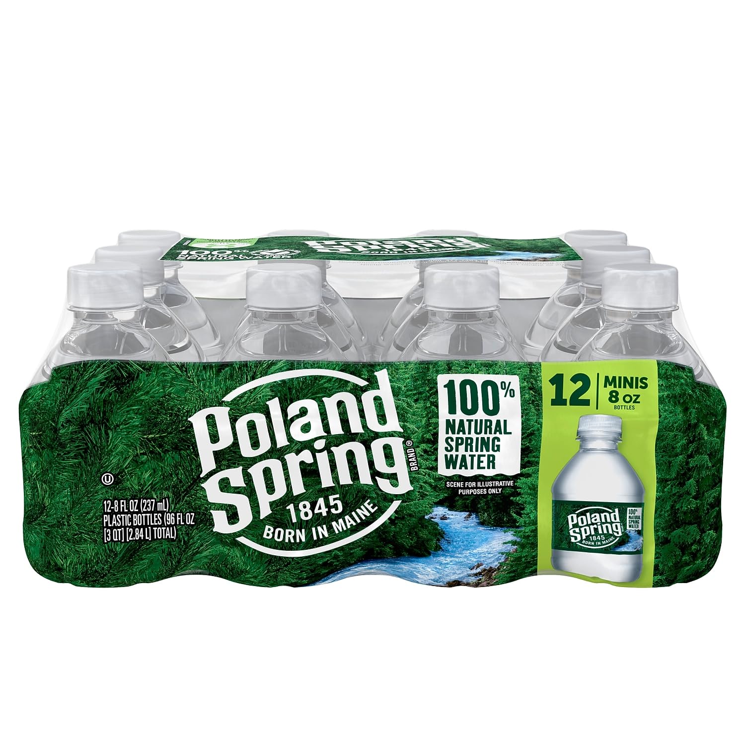 Poland Spring Half Pint Natural Spring Water, 8 Fl Oz (Pack of 48)