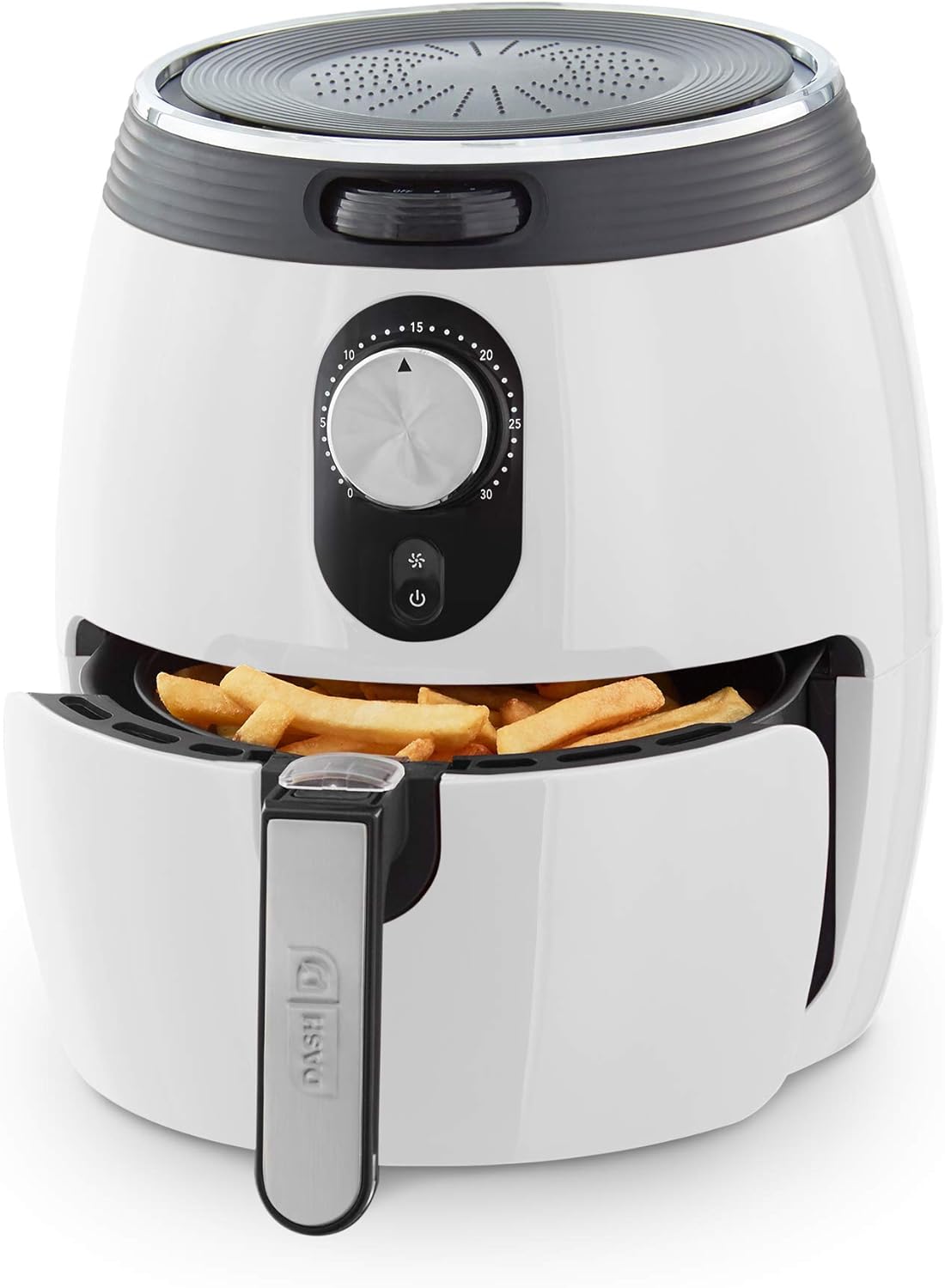 Dash Deluxe Electric Air Fryer + Oven Cooker with Temperature Control, Non-stick Fry Basket, Recipe Guide + Auto Shut off Feature, 1200-Watt, 3 Quart – White