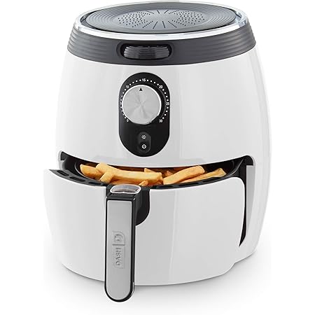 DASH DMAF355GBWH02 Deluxe Electric Air Fryer + Oven Cooker with Temperature Control, Non Stick Fry Basket, Recipe Guide + Auto Shut off Feature, 3qt, White