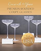 Vista 7 de Vasos de cóctel redondeados – Juego de 4 elegantes vasos de barra de 8 onzas para gin tonic, cosmopolitan, Manhattan y Mocktails – Vasos hermanos