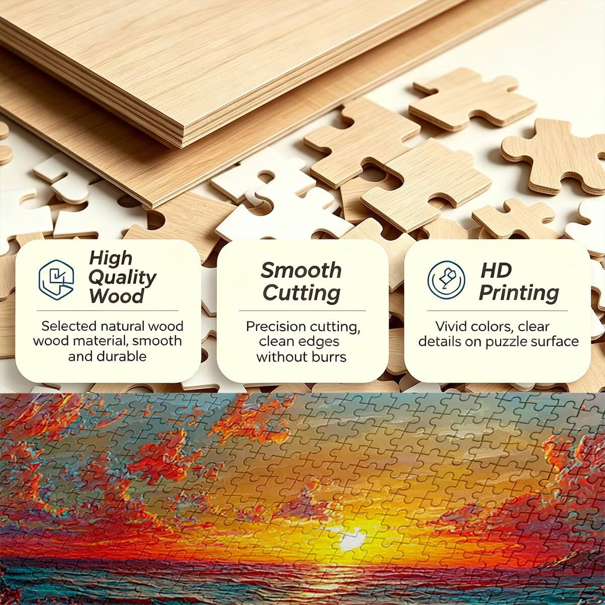 Puzzle 1000 Pezzi, Puzzle Tramonto, Legno Pezzi, Regalo Donna Uomo -11124