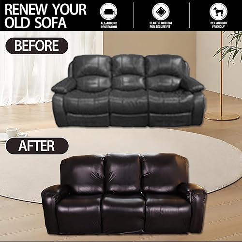 Miniatura 5 de Fundas de cuero sintético para sofá reclinable, fundas impermeables para sofá, fundas de sofá de 8 piezas para sofás reclinables, fundas de sofá