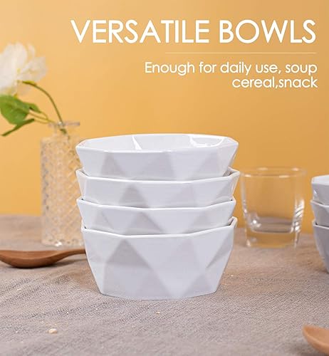 Miniatura 5 de DELLING Juego de 4 cuencos geométricos para cereales de 22 onzas y 6.5 pulgadas, juego de 6 platos para aperitivos