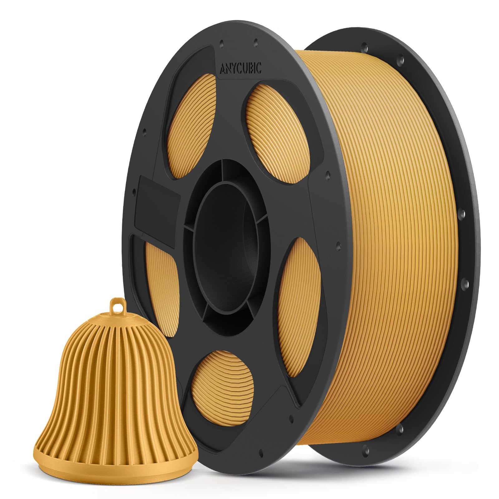 ANYCUBIC Refill PLA und Spool Kit 1KG Gold, 1,75mm Filament 3D-Druckmaterialien mit Hoher Fließfähigkeit, Neatly Wound, Intelligente Identifikation