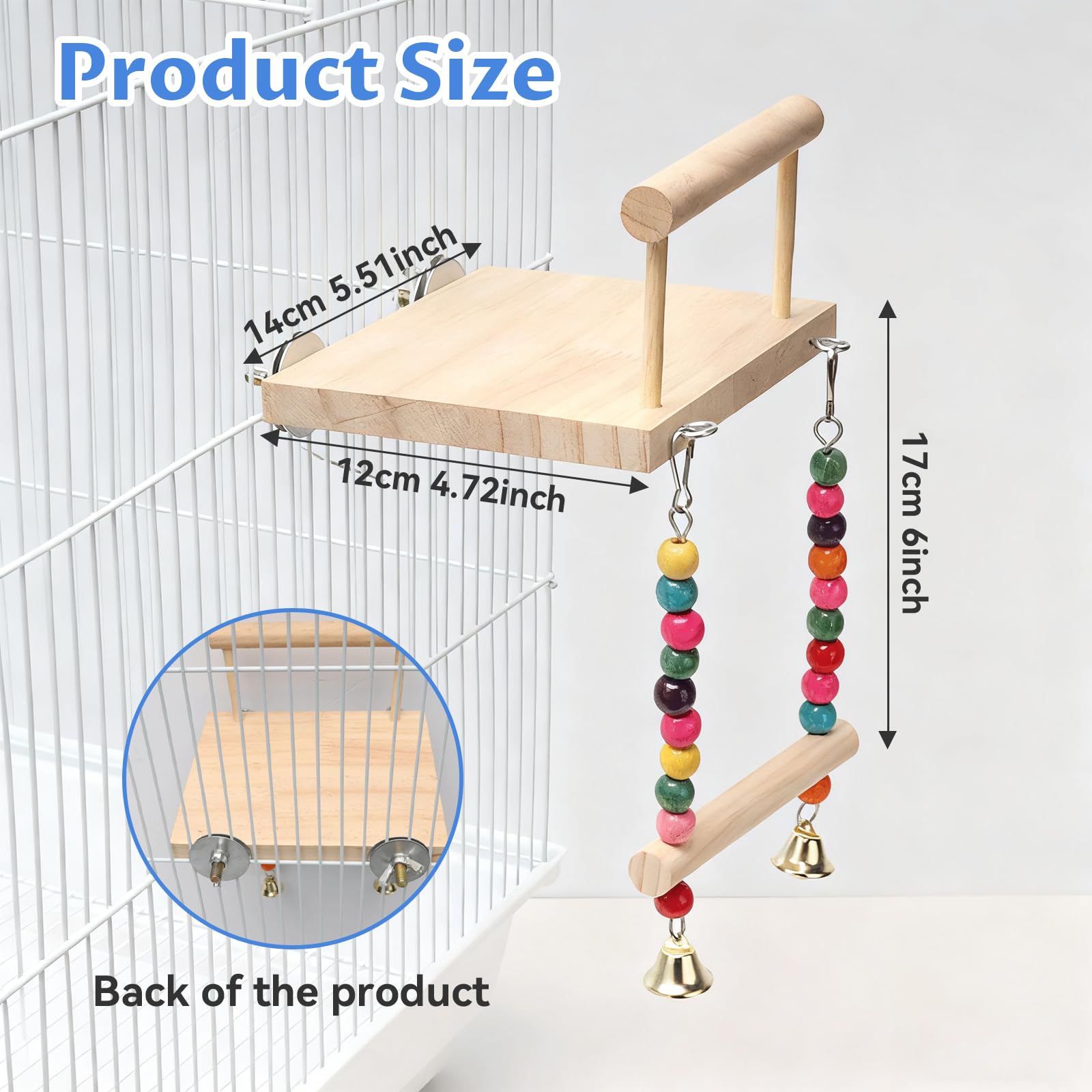 ZhouWei Perchoir Perroquet en Bois, Perchoir Oiseaux pour Cage à Oiseaux Jouet Perroquet avec Rondelles Balançoire en Bois, Accessoire pour Calopsittes Inséparables Canaris