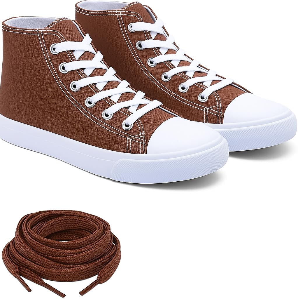 Women's High-Top Canvas Sneakers – Classic Lace-Up Casual Shoes with Extra Shoelaces – Comfortable, Stylish, and Durable