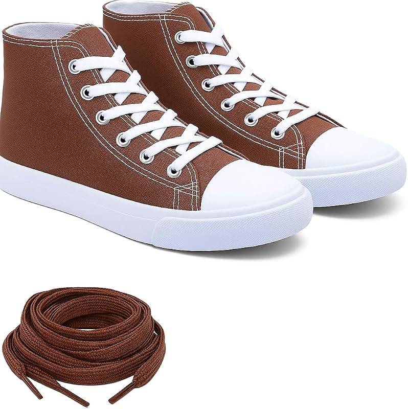 Women's High-Top Canvas Sneakers – Classic Lace-Up Casual Shoes with Extra Shoelaces – Comfortable, Stylish, and Durable