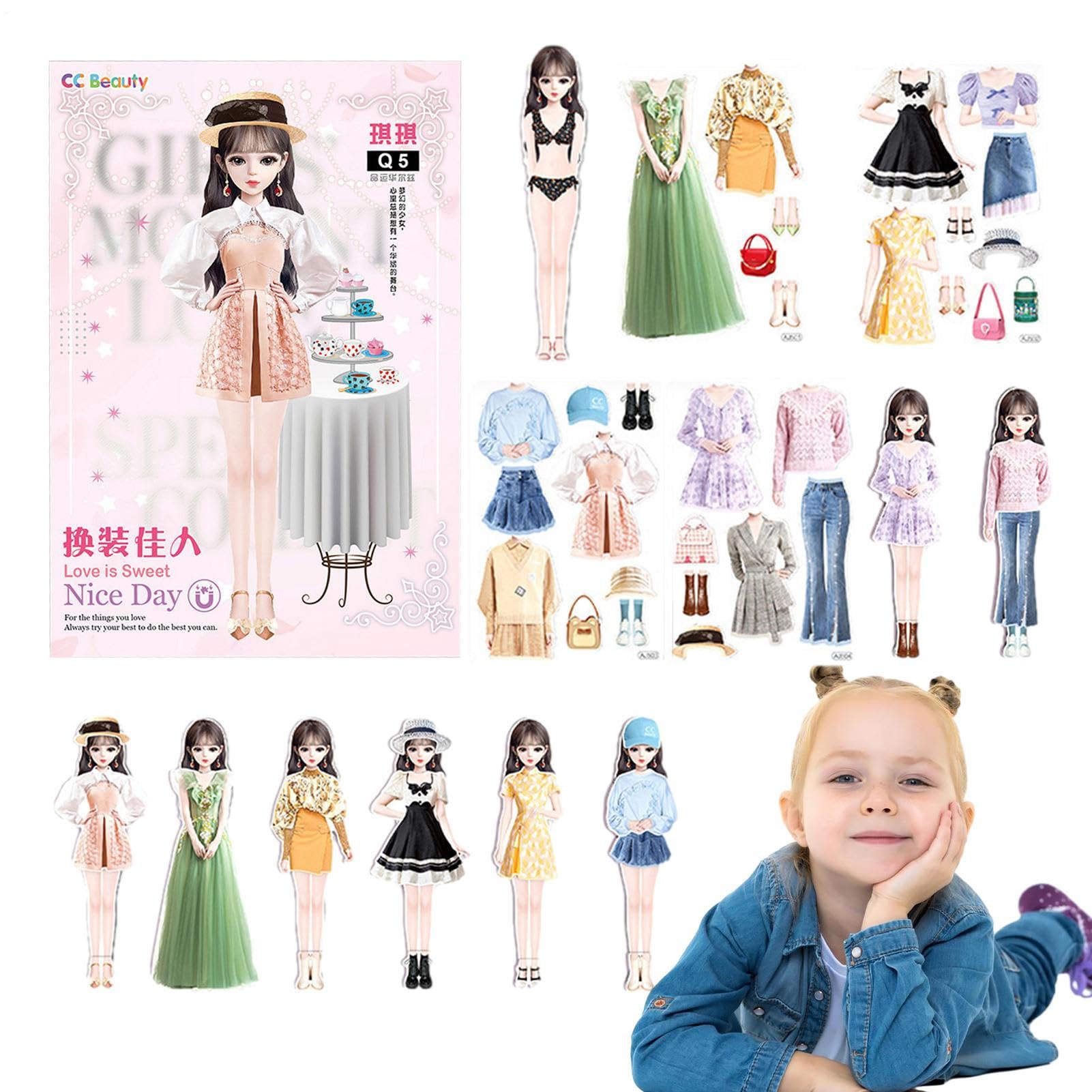 Puppen, magnetisches Papierpuppen-Set, sicher und harmlos, tragbare Papierpuppe zum Ankleiden von Prinzessinnen, leicht zu greifendes Geschenk für Mädchen ab 4 Jahren