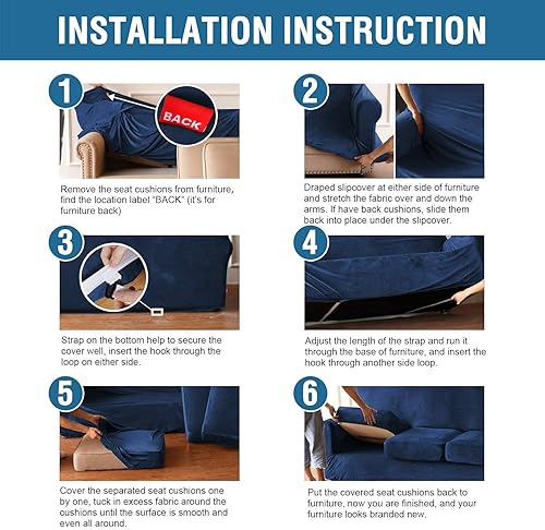 Miniatura 6 de H.VERSAILTEX Funda de terciopelo de felpa de 4 piezas de alta elasticidad para sofá de 3 cojines, paquete de felpa de terciopelo real, 1 pieza,