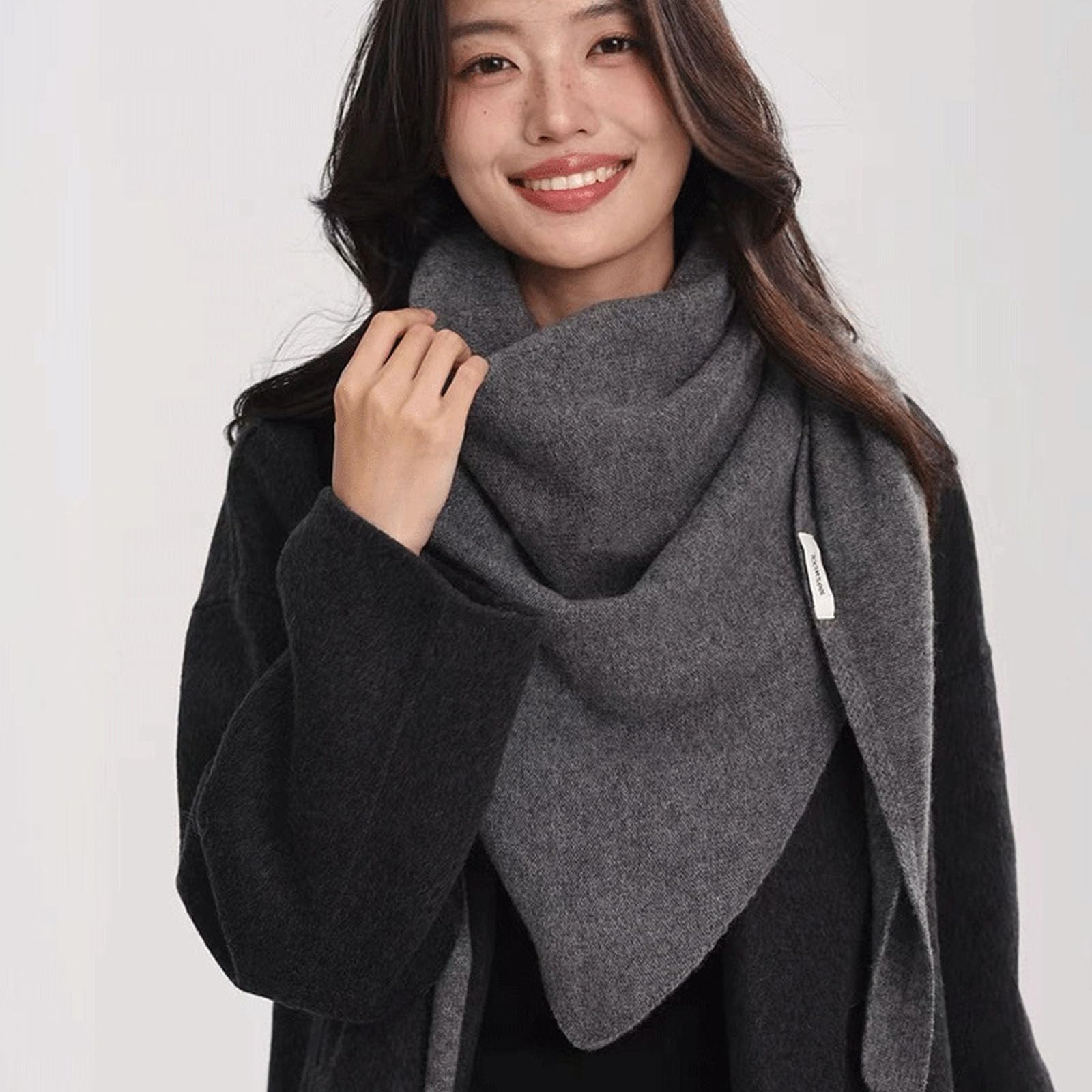 Bufanda cálida de invierno para mujer, de lana suave, triangular, de gran tamaño, cubierta fría, accesorio de moda, bufanda de protección cervical cálida