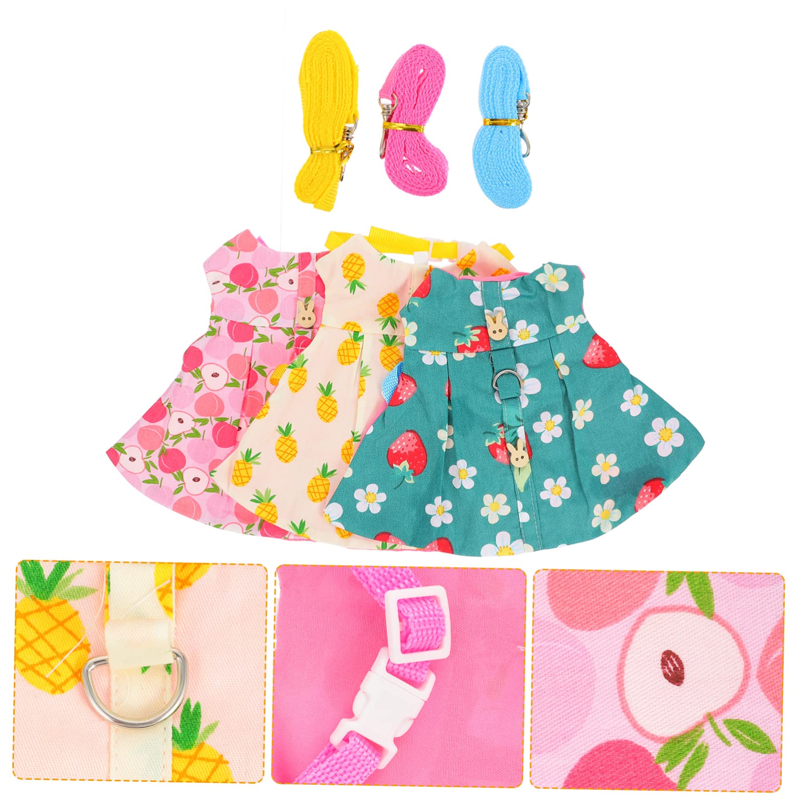 Ipetboom 6sets Pettorine Per Conigli e Cincillà Con Guinzaglio Abbigliamento Per Animali Domestici Stile Gilet Con Design Ergonomico Per Uscite e Foto Stroberry Pineapple