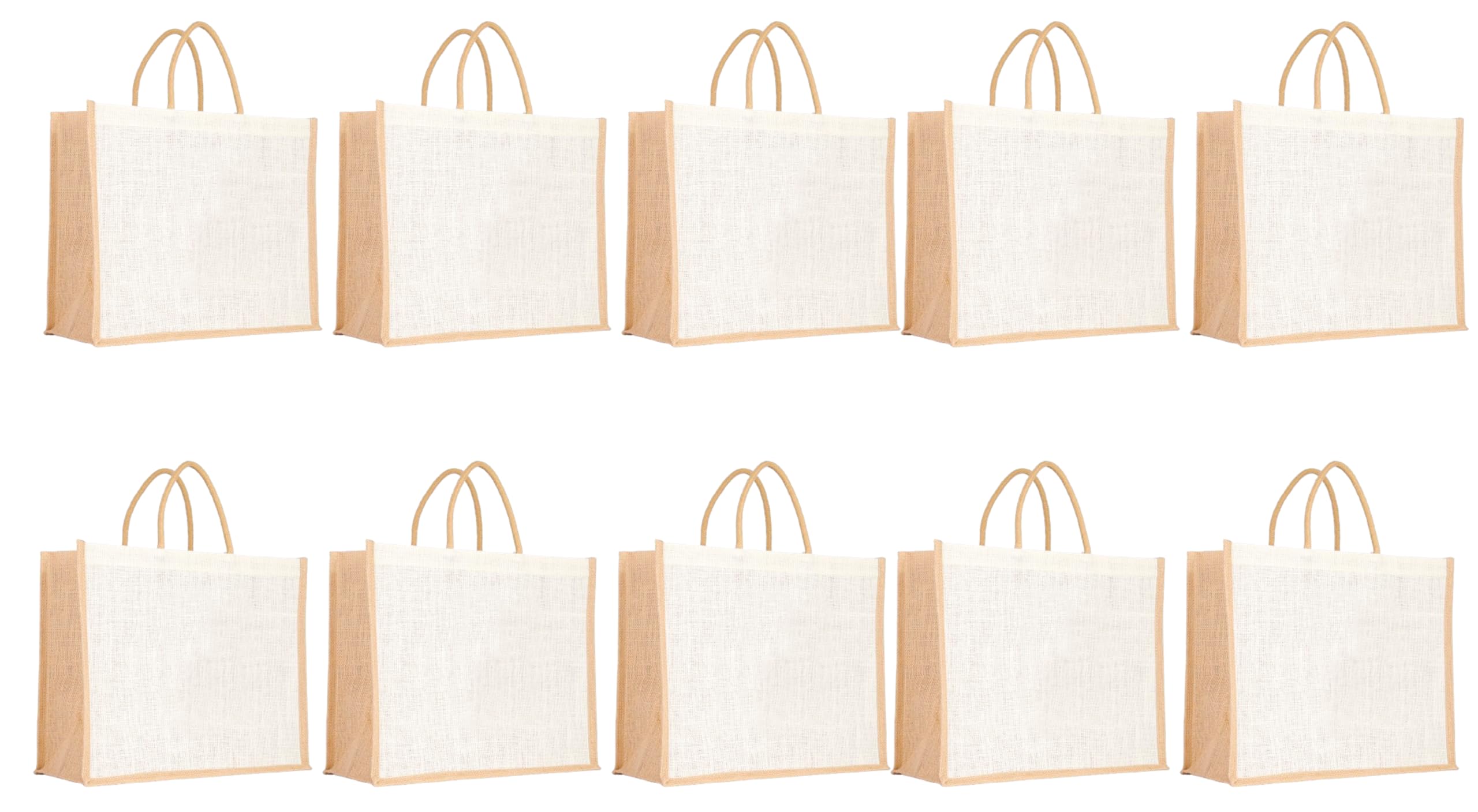 Soman Jute Ecofriendly Large(14x6x12inches) Return Gift Bags Plain White Natural Pack of 10 Bags