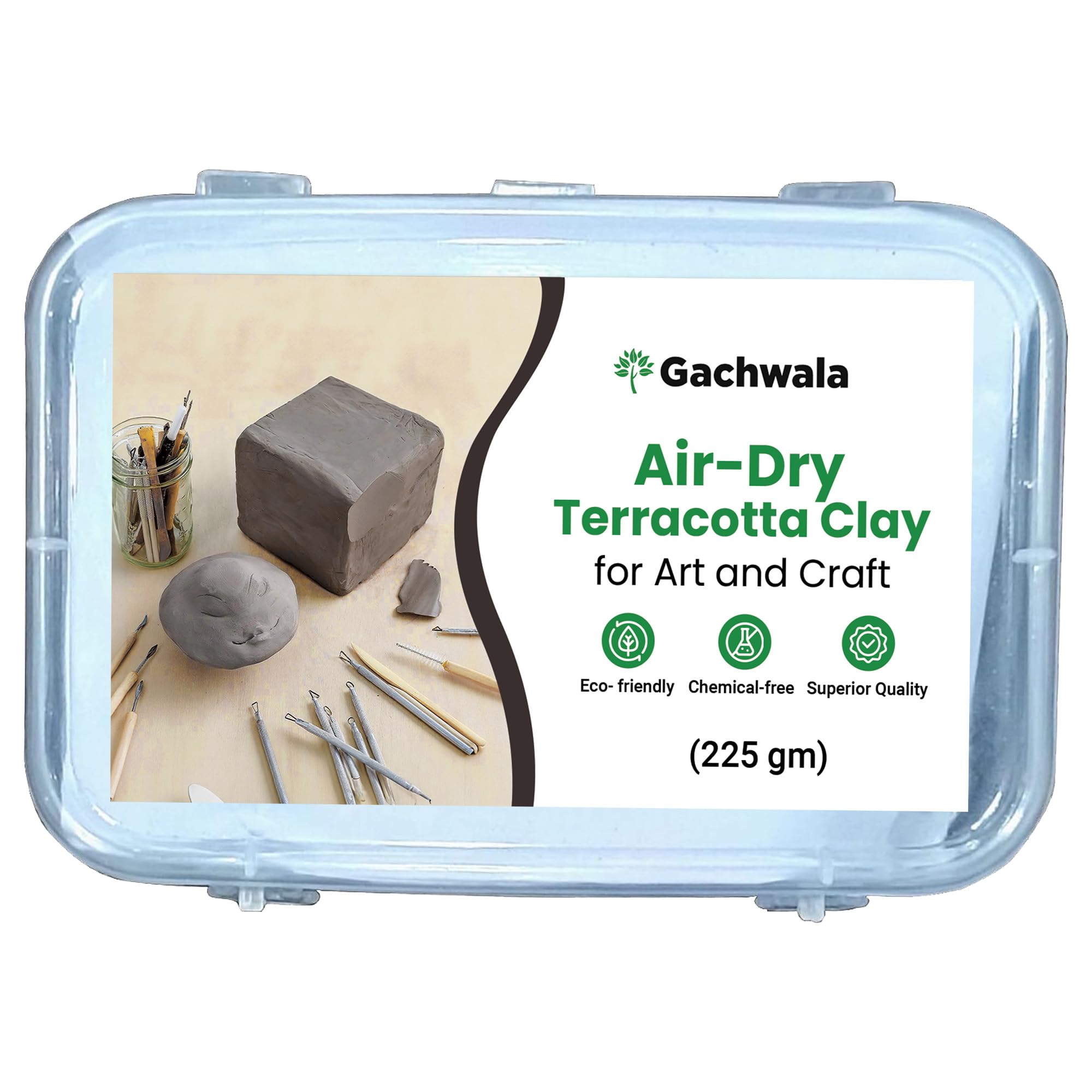 Greenwise Air Dry Terracotta Clay - Clay for Art and Craft (225 gm) | Fine motor skills- Molded/Lippan Art Clay/Clay Moulds for Art and Craft - Clay for Lippan Art | Eco Friendly Ready to Use Filtered Terracotta Clay, Without Stones A1 Quality Best for Sculpturing, Pottery, Jewellery Making and Arts and Crafts | Safe for Children - Grey Mati for Ganesh, Figurines, Sculptures, Artifacts, DIY, Gift for Artists, Students-image-46