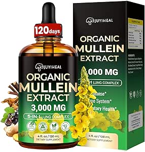 JUYIHEAL 120 mL Mullein Leaf Extract for Lungs, Mullein Drops for Lungs