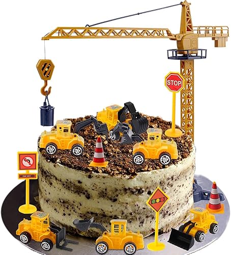 Miniatura 3 de Decoración para tartas de construcción, grúa grande, excavadora, tráfico, señales de tráfico, decoración de pasteles, suministros de fiesta de