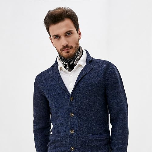 Miniatura 4 de GERINLY Bufanda cuadrada de tacto de seda vintage para hombre, bandana de satén con estampado de medallón pequeño, pañuelo geométrico, bufanda para