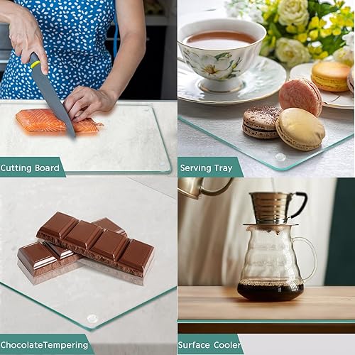 Miniatura 7 de Tabla de cortar de vidrio templado para cocina, tabla de cortar transparente para encimera, tabla de cortar antideslizante, protección de mesa,